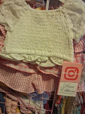 New Rare Editions White and Pink Baby Dress.